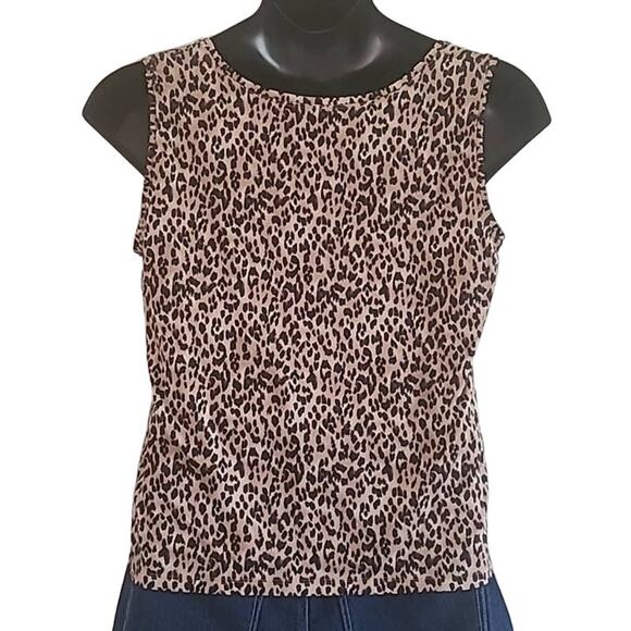 212 Collection Women’s Sleeveless Animal Print Blouse – Size Large, Brown/Black - Picture 4 of 6